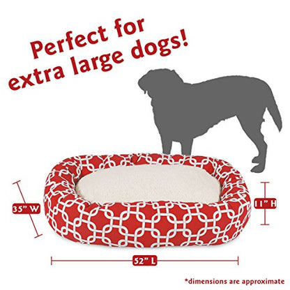 Majestic Pet 52 Inch Links Sherpa Calming Dog Bed Washable – Cozy Soft Round Dog Bed with Spine for Head Support - Fluffy Donut Dog Bed 52x35x11 (inch) – Round Pet Bed X- Large - RED - color: Red, style: 52 in.