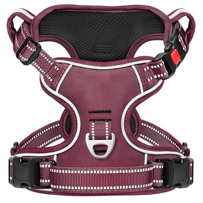 Timos Dog Harness Small Sized, No Pull Pet Harness with Neck Lockable Snap, No Choke Front Clip Reflective Vest, Adjustable Metal Rings 3 Buckles, Easy Control Handle for Small Dogs Burgundy S - color: Lock Burgundy, size: Small (Pack of 1)