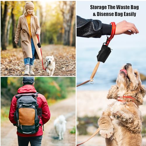 Black and Pink Dog Waste Bag Dispensers - Leash Attachment Dog Poop Bag Holders With Hand Free Holder Carriers - color: Pink with Black Holder, size: 1 Pack Standard