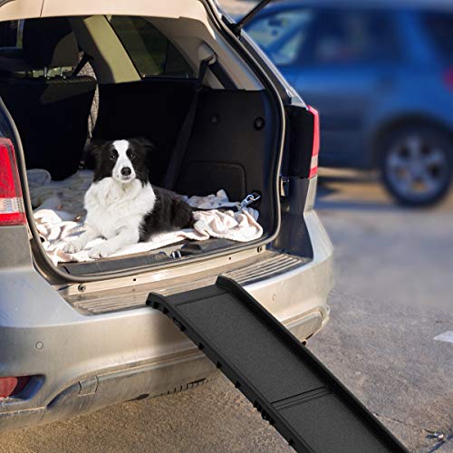 Dog Ramp - Folding, Nonslip Pet Ramp for Dogs to Get into Cars, Trucks, SUVs, or RVs - Portable Pet Ramps with Raised Side by PETMAKER, 61"L x 15.5"W x 5.5"H,(Black) - size: 61" x 15.5"