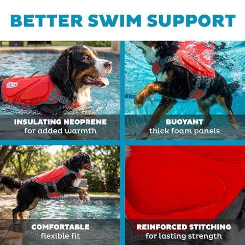 Outward Hound Dawson Swim Red Dog Life Jacket, XL - color: Red, size: X-Large (Chest Girth: 33"-44")