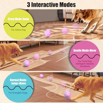 Interactive Dog Ball Toy, Smart Dog Toy for Medium and Large Dogs, Automatic Moving Rotating & Bouncing Ball, Durable E-TPU Material, IP54 Waterproof, Motion-Activated Dog Toy for Active Dogs - color: Pink