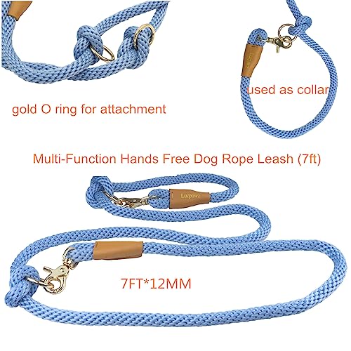 7FT Hands Free Dog Leash, Waist Dog Leash for Walking Running - color: Airy blue