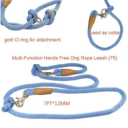 7FT Hands Free Dog Leash, Waist Dog Leash for Walking Running - color: Airy blue