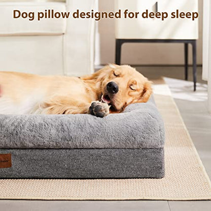 BFPETHOME XL Extra Orthopedic Dog Bed for Large Dogs – Washable Couch-Style Pet Bed with Supportive Bolster Sides, Removable Waterproof Cover, Non-Slip Bottom, Comfortable Dog Bed for Better Sleeping - size: 41.0"L x 28.0"W x 6.0"Th
