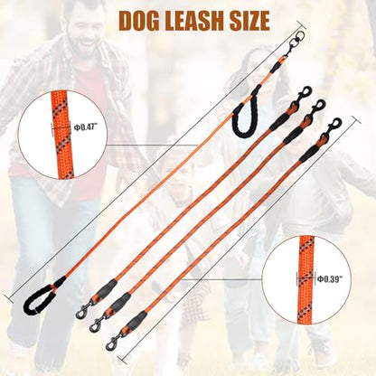 Dual Dog Leash, 360° Anti-Tangle, No Pull, Double Handle & Reflective Double Dog Leash – Perfect for Small/Medium Dogs - color: Red, size: 3 Way