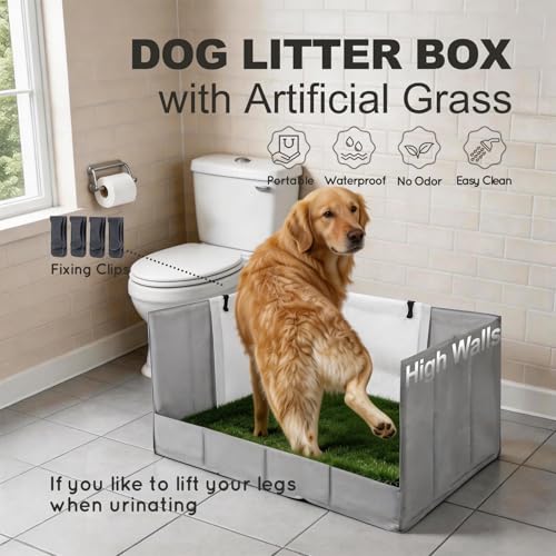 HQ4US 4LEGS Dog Grass Pad with Tray Foldable Dog Litter Box High Walls, Odor Free Artificial Grass for Dogs Potty, Pee Pad Holder, Seamless, No Assembly, Waterproof, Easy Clean, Portable for Travel - size: X-Large for Dog＜ 38" Length