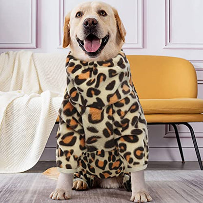 ROZKITCH Dog Winter Pajamas, Pet Windproof Warm Cold Weather Jacket Vest with Luminous Zipper, Jumpsuit Apparel Outfit Clothes for Small Medium Large Dog Brown S - color: Leopard Brown, size: S