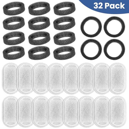 Cat Water Fountain Filters Replacement, 16 Pcs Pet Water Fountain Filter with 16 Pcs Foam Sponges for 67oz/2L & 108oz/3.2L Stainless Steel Pet Cat Water Fountain Dispenser Filters