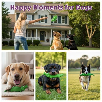 Squeaky Dog Toys for Aggressive Chewers, Dog Chew Toys for Medium and Large Dogs,Tough Alligator Natural Rubber Dog Teething Chew Toy