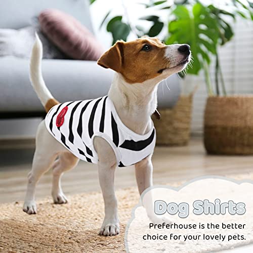 Pet Dog Striped T-Shirt Dogs Cats Cotton Vest Spring Summer Pet Apparel Tee Shirt Suitable for Small and Medium Large Pets French Bulldog Bichon - color: White-Vest, size: X-Small