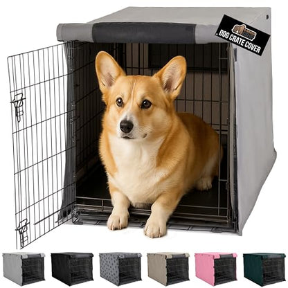 GORILLA GRIP Dog Crate Covers Compatible with Amazon Basics Dog Crates, All Sides Open, Privacy Cover Fits 30" Wire Kennel, Breathable Mesh Windows, Light Reducing Puppy Training Cage Topper, Gray - color: Gray, size: 30" X 19" X 21"