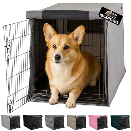 GORILLA GRIP Dog Crate Covers Compatible with Amazon Basics Dog Crates, All Sides Open, Privacy Cover Fits 30" Wire Kennel, Breathable Mesh Windows, Light Reducing Puppy Training Cage Topper, Gray - color: Gray, size: 30" X 19" X 21"