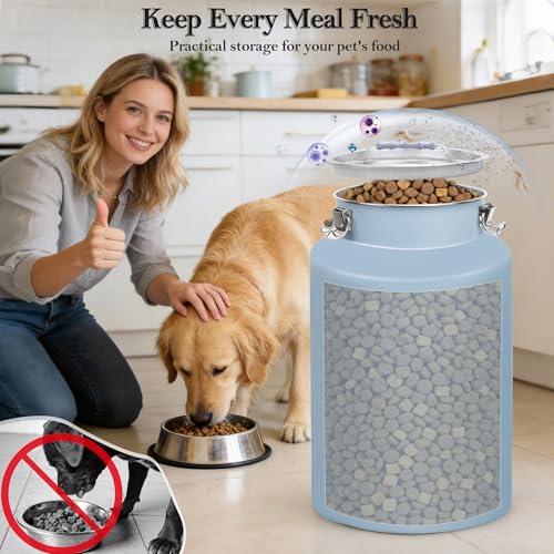 25 lb Stainless Steel Dog Food Storage Container, Airtight Metal Pet Food Canister with Lid & Scoop for Dog Cat Kibble, Heavy Duty for Daily Use, Keeps Kibble Fresh & Crunchy - size: Small