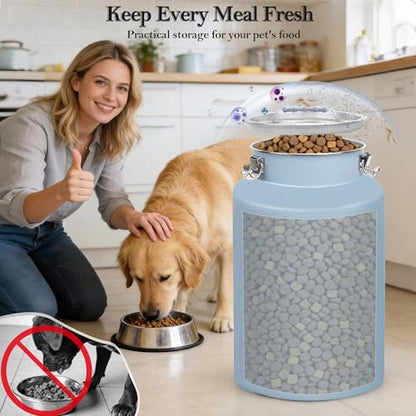 25 lb Stainless Steel Dog Food Storage Container, Airtight Metal Pet Food Canister with Lid & Scoop for Dog Cat Kibble, Heavy Duty for Daily Use, Keeps Kibble Fresh & Crunchy - size: Small