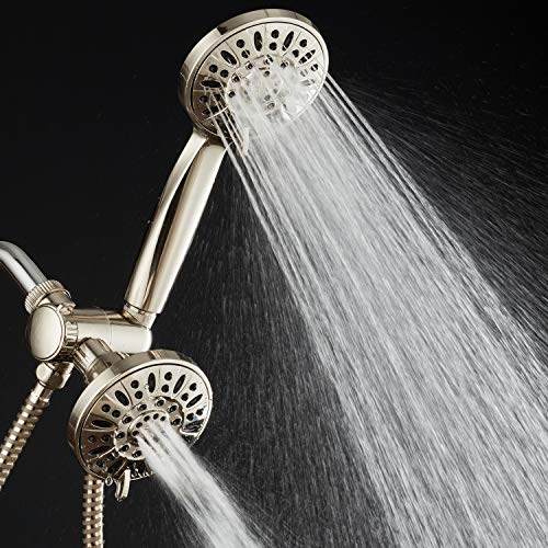 AquaDance Brushed Nickel Premium High Pressure 48-setting 3-Way Combo for The Best of Both Worlds – Enjoy Luxurious 6-setting Rain Shower Head and 6-Setting Hand Held Shower Separately or Together - color: Brushed Nickel