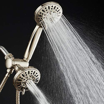 AquaDance Brushed Nickel Premium High Pressure 48-setting 3-Way Combo for The Best of Both Worlds – Enjoy Luxurious 6-setting Rain Shower Head and 6-Setting Hand Held Shower Separately or Together - color: Brushed Nickel