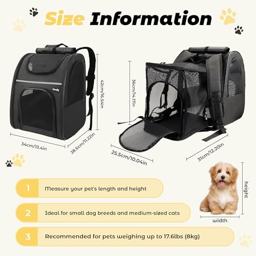 Zavothy Cat Backpack Carrier – Expandable Airline Approved Pet Travel Bag for Cats & Small Dogs, Breathable Mesh Pet Carrier Backpack with Padded Base (Black) - color: Black
