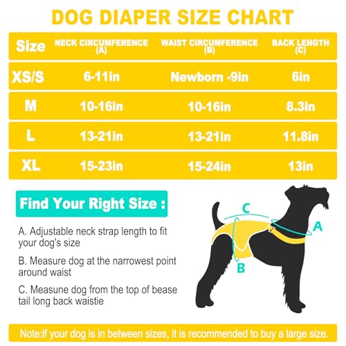 Jollywoods 3 Pack Washable Female Dog Diaper Onesie Sanitary Pantie with Adjustable Suspender, Reusable Fixed Diapers, Super Absorbent Leakproof for Small Medium Large Dog in Heat Cycle XL - size: X-Large(15"-24" Waist)