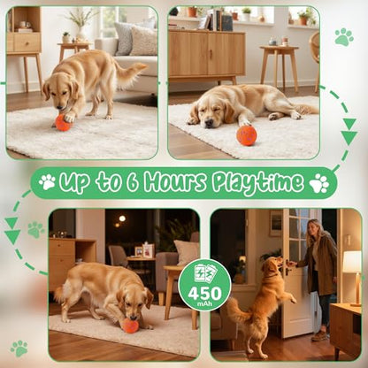 Smart Interactive Dog Toys,Vibrating Dog Ball,Pet Bounce Ball for Dogs (Small & Large),Chew-Proof Shell,Automatic Moving/Bouncing/Rotating, E-TPU Material,Ip68 Waterproof - color: Orange