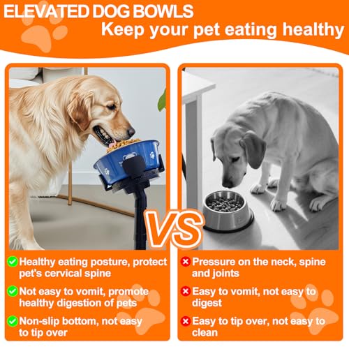 Dog Bowls Elevated Adjustable Stand, Raised Bowl with 3 Heights & Tilted Feeding Stand, Compatible with Various Bowls, for Medium & Large Breeds (with Bowl) Black - color: Elevated Dog Bowls