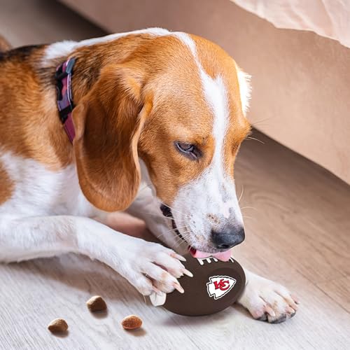 Pets First NFL Kansas City Chiefs Football Treat Dispensing Toy for Dogs, Cats - Interactive Fun, Natural Rubber Toy - color: Kansas City Chiefs