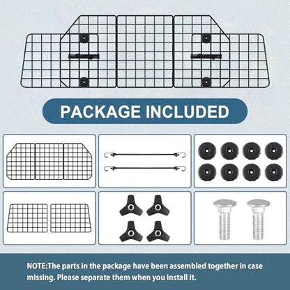 FEED GARDEN Dog Car Barrier for SUVs, Adjustable Universal-Fit Heavy-Duty Wire Mesh Pet Divider for Vehicles, Trucks, Vans, Car Accessories Safety Travel, Triple Folding (36.6"-60.6")