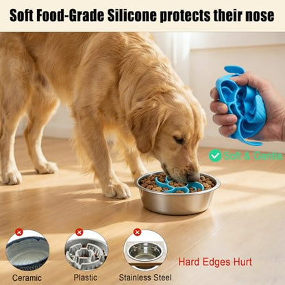 2PCS Slow Feeder Insert for Dog Bowls – Silicone Inserts that Turn Regular Bowls Into Slow Feeder Bowls, Fits Most Flat-Bottom Pet Bowls, Strong Suction Cups, Dishwasher Safe