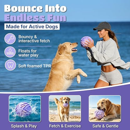Dog Balls for Large Dogs, 7'' Large Dog Ball, Durable Outdoor Fetch Toy, Bouncy Floating Water Ball, Interactive TPR Foam Dog Toy for Large Breeds, Gentle on Teeth, Pink & Purple Ombre - color: Pink & Purple Ombre
