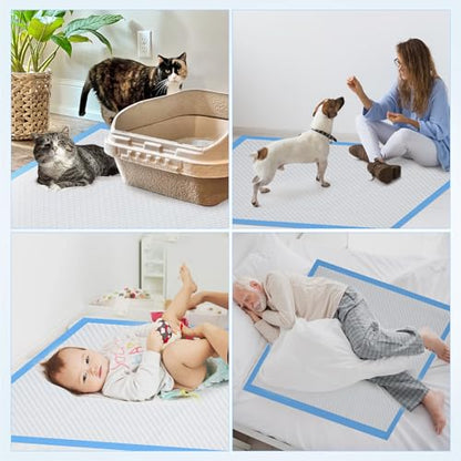 Upgraded 4XL 36"x36" 6 Layers Dog Pee Pads, 100 CountsUltra Absorbent Pee Pads, Absorb up to 12 Cups, Leak-Proof & Quick Dry Puppy Pads for Puppy,Surgery, Older,Cats, Rabbits,100pcs - size: 36"x36" Blue(100counts)