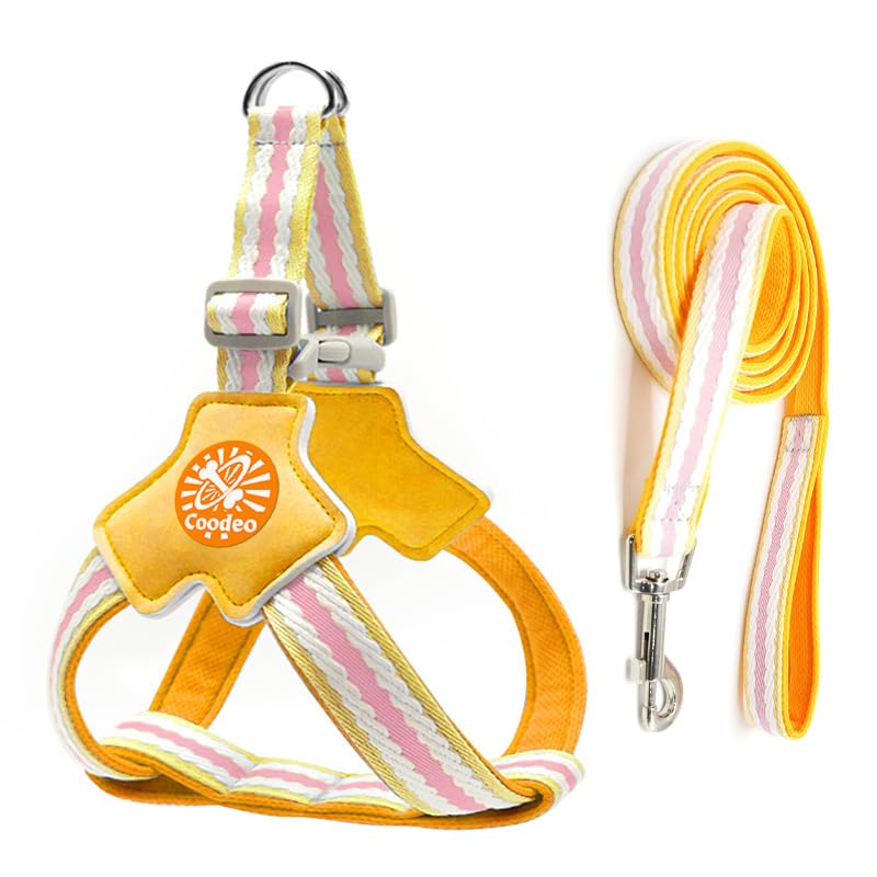 COODEO Anti-Pull Dog Harness with Reflective Strips & Breathable Padding & Anti-Escape Design, Quick Adjustable Dogs Training & Walking (Yellow, S) - color: Yellow, size: S