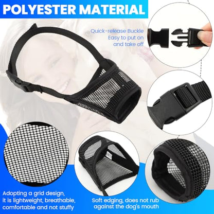 3pack Dog Muzzle Suits for Small Medium Large Dogs, Drinkable Breathable Mouth Guard, Adjustable Strap Soft Dog Muzzle to Prevent Biting Chewing, Air Mesh Muzzles for Scavenging Licking (XS+S+M)
