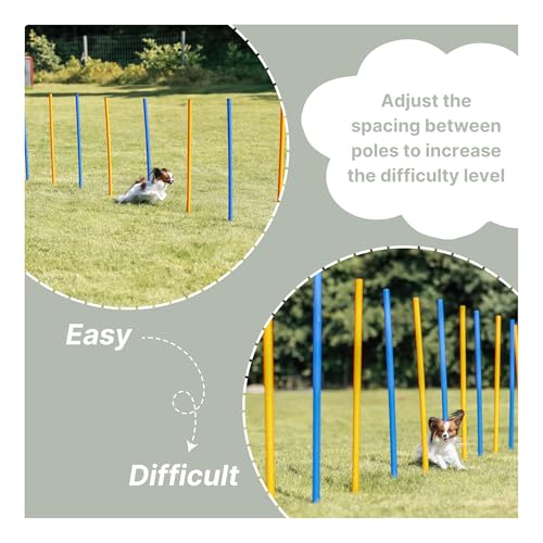 Trixie Dog Agility Slalom Course for All Breeds | 12 Adjustable Weave Poles - Agility at Home, Dog Obstacle Training Equipment