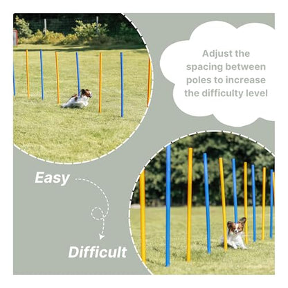 Trixie Dog Agility Slalom Course for All Breeds | 12 Adjustable Weave Poles - Agility at Home, Dog Obstacle Training Equipment