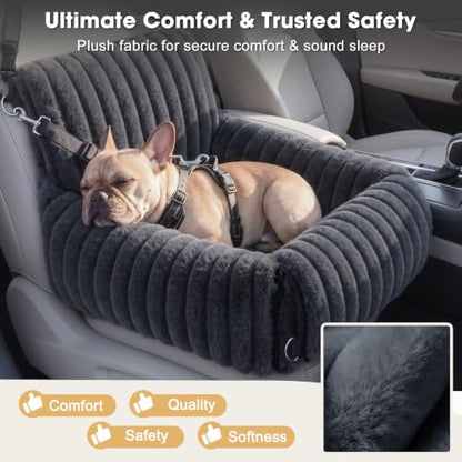 MIXJOY Dog Car Seat for Small/Medium Dogs up to 25 lbs, Multi-Functional Dog Carrier for Car with Detachable Washable Cover, Pet Travel Bed with Clip-On Safety Leash, Grey - color: Grey
