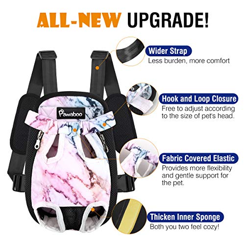 Pawaboo Adjustable Dog Carrier Purses, Pet Front Cat Travel Bag Dog Carrier Purses for Traveling Hiking Camping, Legs Out, Easy-Fit for Small Medium Dogs, XL, Purple Marble - color: Purple Marble, style: Extra Large (Pack of 1)