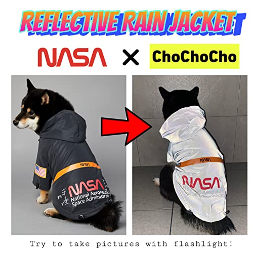 ChoChoCho NASA Dog Raincoats, Reflective Rain Jacket Water Proof, Cat & Puppy Stylish Streetwear Outfit for Dogs (Black, S) - color: NASA-Black, size: S (Chest: 9.5''-13' / Suggest: 2-5 lbs)