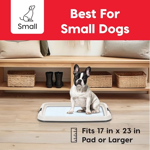 IRIS USA Pee Pad Holder for Dogs and Puppies, Potty Training Tray with Secured Latches, Non-Skid Feet, Leak Protection, Easy Clean Surface, Fits 17"x 23" Puppy Pads Size, Dark Gray - color: Dark Gray, size: 17" x 23"