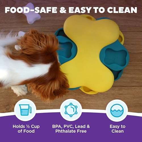 Outward Hound by Nina Ottosson Dog Tornado – Interactive Treat Puzzle Enrichment Toy, 3 Spinning Layers, Level 2 Intermediate - color: Dog Tornado (Yellow and Blue)