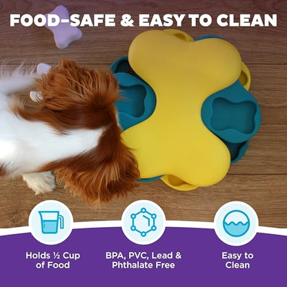 Outward Hound by Nina Ottosson Dog Tornado – Interactive Treat Puzzle Enrichment Toy, 3 Spinning Layers, Level 2 Intermediate - color: Dog Tornado (Yellow and Blue)