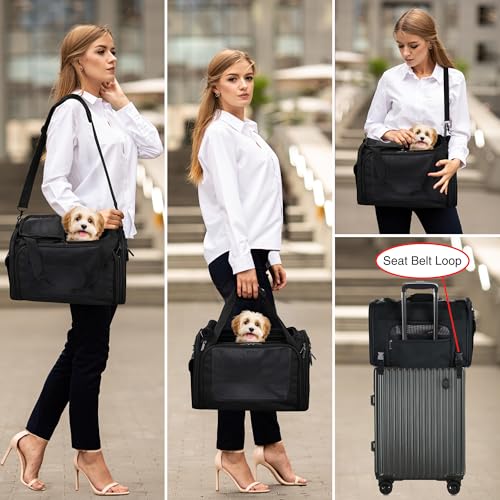 EliteField Deluxe Soft-Sided Pet Carrier (3 Year Warranty, Airline Approved), Travel Bag for Dogs, Cats & Small Pets, with Expandable Mat - color: Black, size: Medium: 18"L x 11"W x 11"H