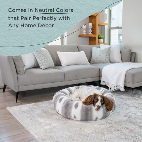 Best Friends by Sheri Patterned Lux Faux Fur Calming Donut Dog Bed, Gray, Medium, 30x30 - color: Patterned Lux Grey, style: Medium