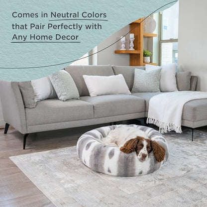 Best Friends by Sheri Patterned Lux Faux Fur Calming Donut Dog Bed, Gray, Medium, 30x30 - color: Patterned Lux Grey, style: Medium