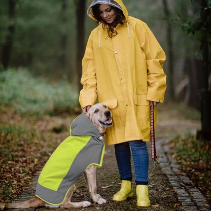 IECOii Large Dog Raincoat Waterproof,Hooded Rain Jacket Keep Dog Dry in Wet Weather,Reflective Rain Poncho Clothes with Convenient Leash Hole/Adjustable Magic Sticker/Easy On and Off/,Green,Large - color: Green, size: Large