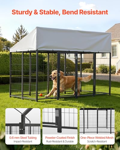VEVOR Outdoor Dog Kennel, 7.87 x 3.94 x 5.4 ft Large Dog Kennel with Secure Lock, Outside Dogs Enclosures with UV-Resistant & Waterproof Roof Cover, Heavy Duty Pet Crate Cage Run for Large Dogs - size: 94.5"L x 47.2"W x 65.0"H