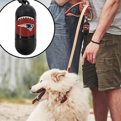 Pets First NFL NEW ENGLAND PATRIOTS PET LICENSED Poop Waste Bag Dispenser and D Ring for Leash with 600 Premium Garbage Bags - color: New England Patriots, size: 40 Rolls = 600 Bags