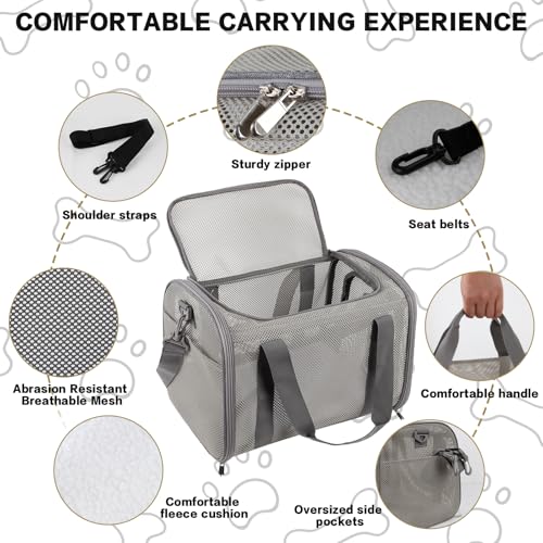 Cat Carrier, Soft-Sided Pet Carrier Bag, Breathable Mesh, Black (Grey, 17 * 11 * 11) - color: grey, size: 17.0"L x 11.0"W x 11.0"H