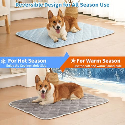 Cooling Mat for Large Dogs, 44"x 32" Thick & Durable Dog Cooling Mat, Q-MAX>0.45, Double-Sided Cooling Pet Pad, Portable & Washable Dog Cooling Mat for Crate, Couch & Car - size: X-Large - 44 x 32 Inch