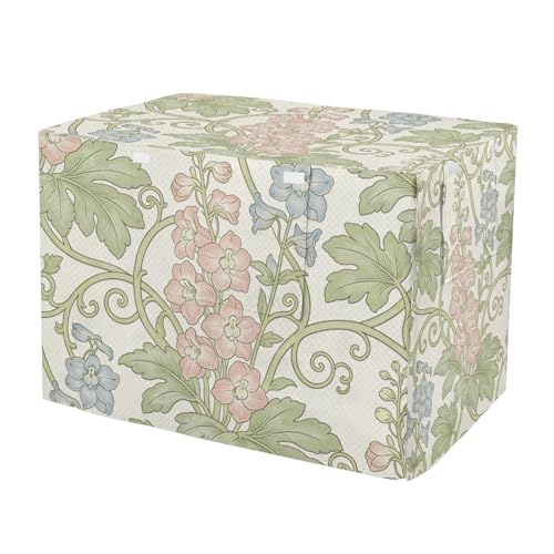 Pink Blue Floral William Morris Pattern Dog Crates Covers Puppy Kennel Cover Dog Crate Curtains - size: Medium
