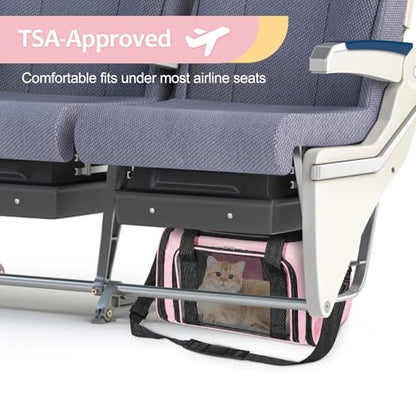 Discala Cat Dog Carrier Up to 15 Lbs TSA Airline Approved Pet Carrier for Small Medium Cats Puppies Dog Carriers for Small Dogs Collapsible Soft Sided Cat Travel Carrier - Pink 15.7"x10.2"x10.2" - color: Pink
